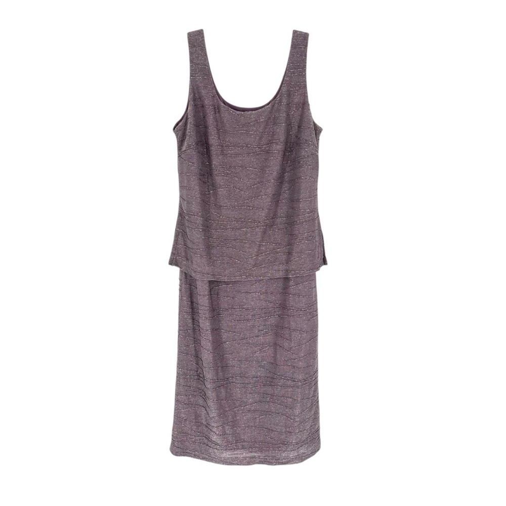 Ursula Cocktail Dress Womens Size 8 Purple Silver Shimmer Layered Sleeveless